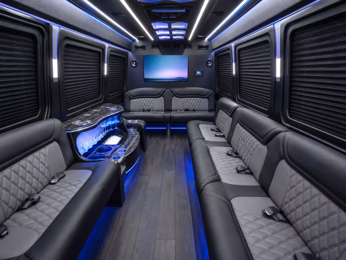 lodi 20 passenger party bus interior