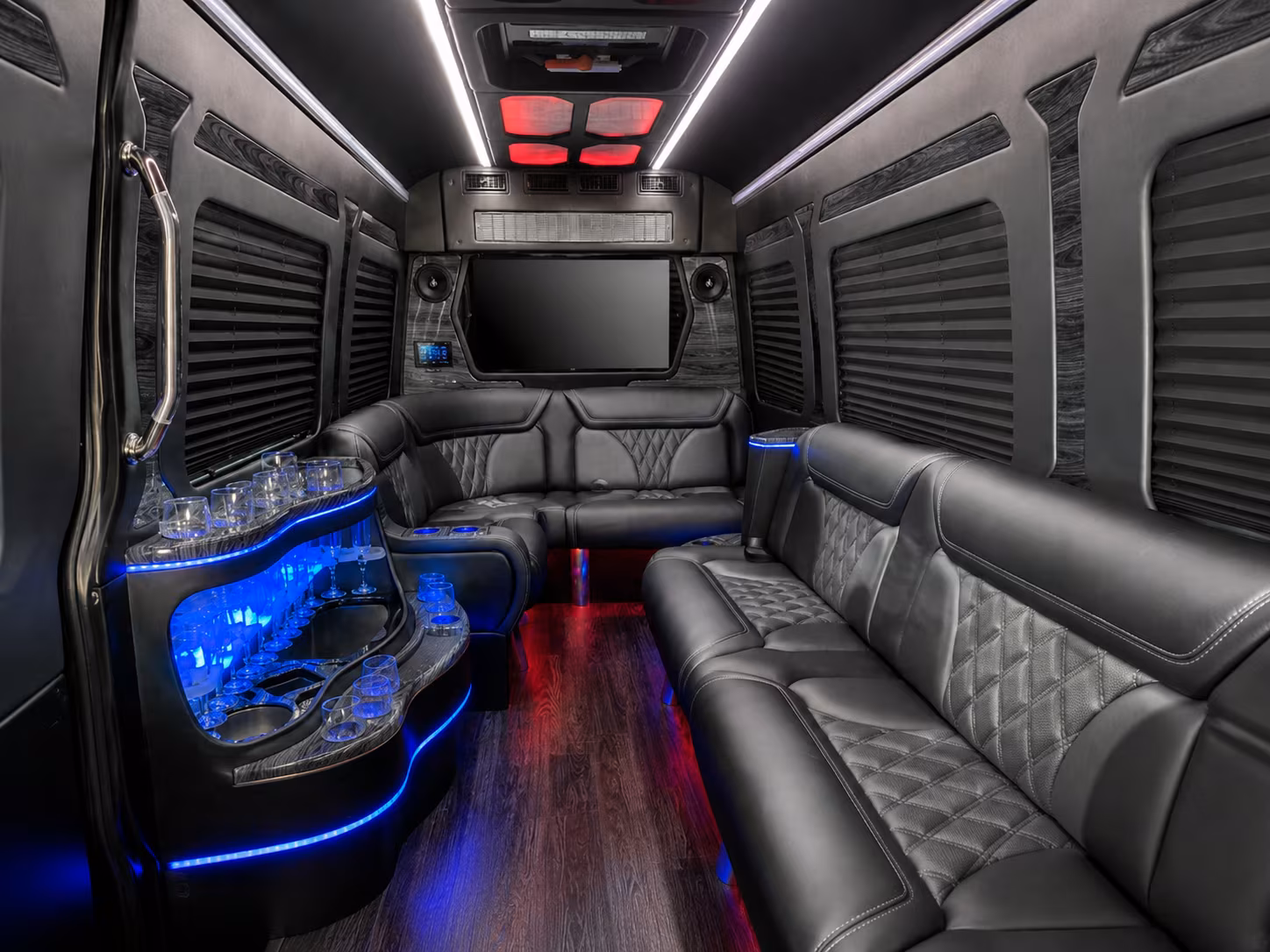 lodi 25 passenger party bus inside