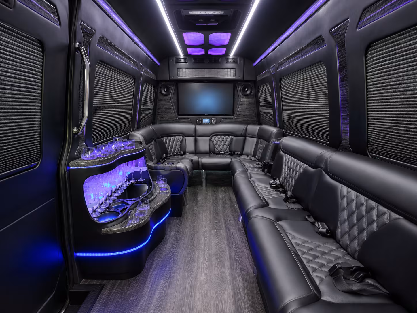 lodi 28 passenger party bus inside
