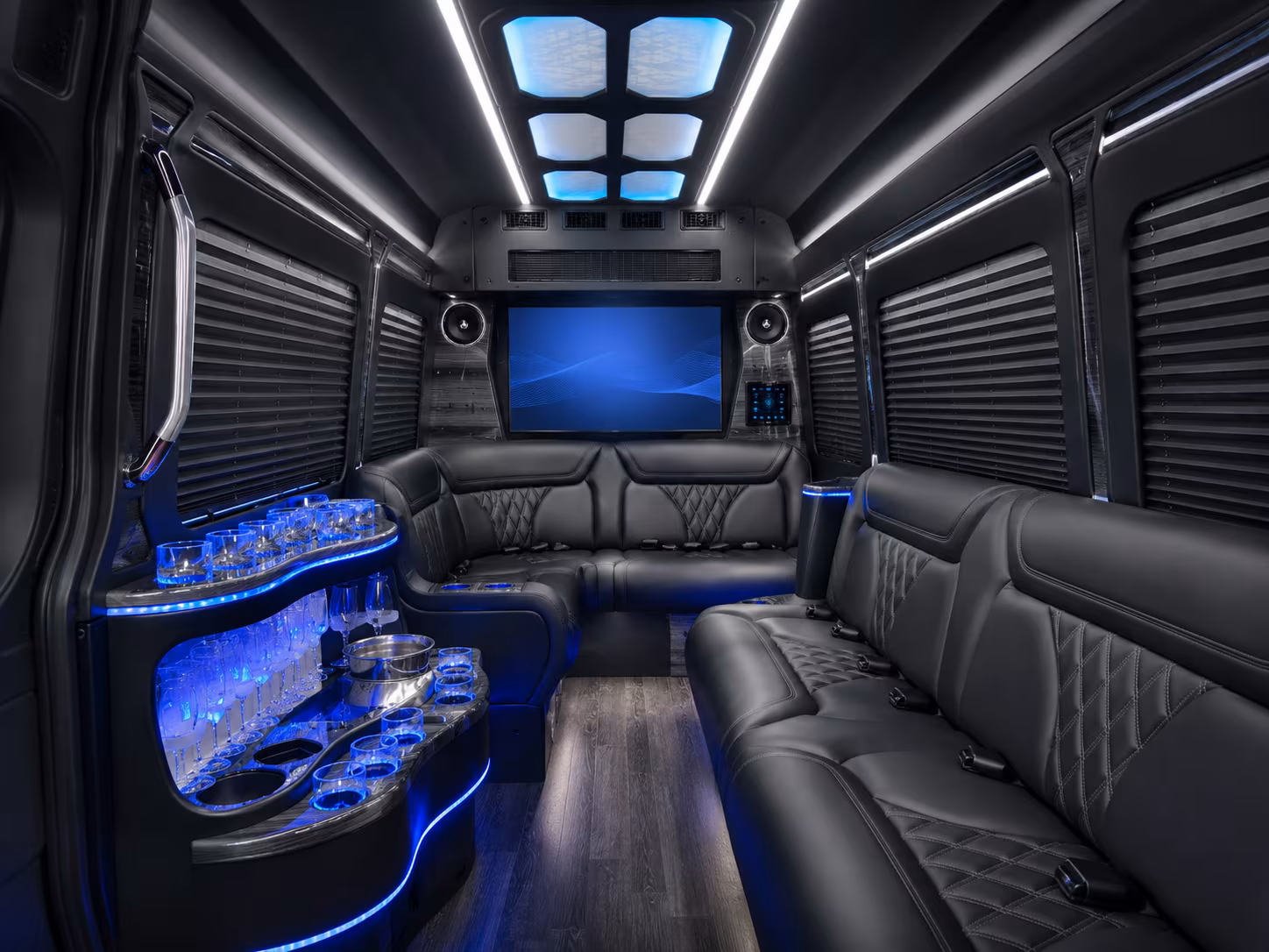 lodi 50 passenger party bus inside