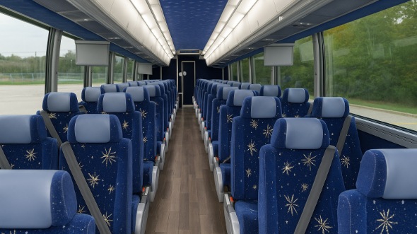 Interior of Charter Bus Company Elk Grove's 50 Passenger Charter Bus in Elk Grove