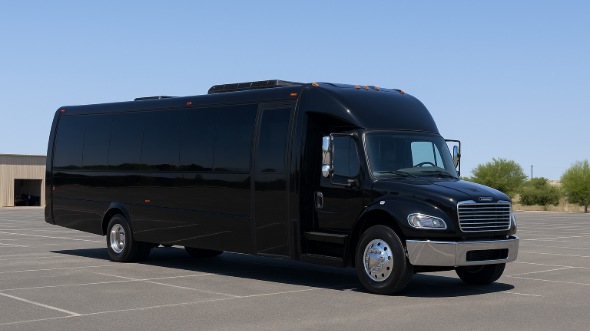 Exterior of Charter Bus Company Elk Grove's Party Bus in Elk Grove