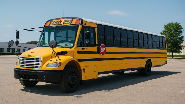 Exterior of Charter Bus Company Elk Grove's School Bus in Elk Grove