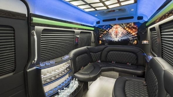 Interior of Charter Bus Company West Sacramento's Sprinter Limo in West Sacramento